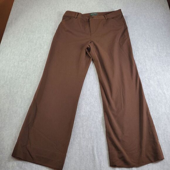 Ralph Lauren Pants Womens 12 Brown Jacie Wide Leg Flare Bootcut  Trousers - Picture 1 of 9